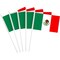 G128 12 Pack Handheld Mexico Mexican Stick Flags | 4x6 In | Printed 150D Polyester, Country Flag, Solid Plastic Stick, Spear White Tip